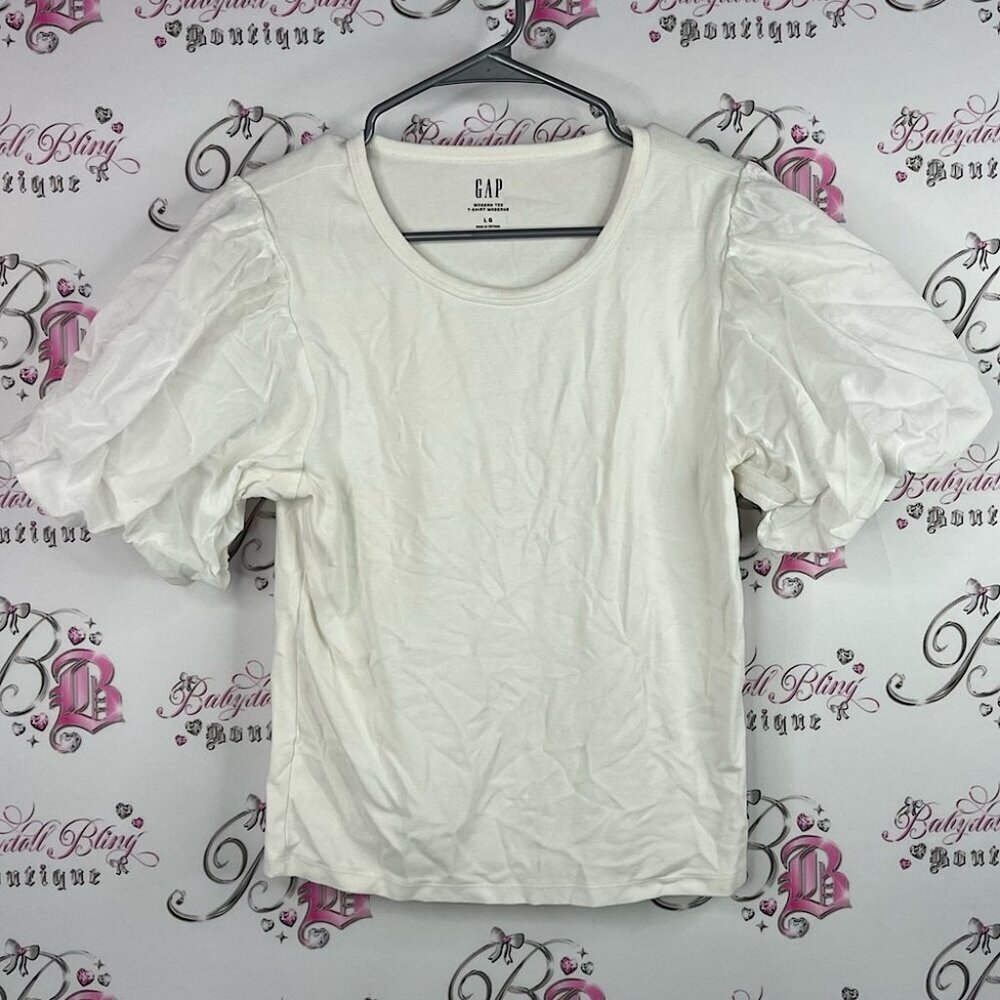GAP tshirt puff sleeves balloon style Ivory Puff Sleeve Blouse